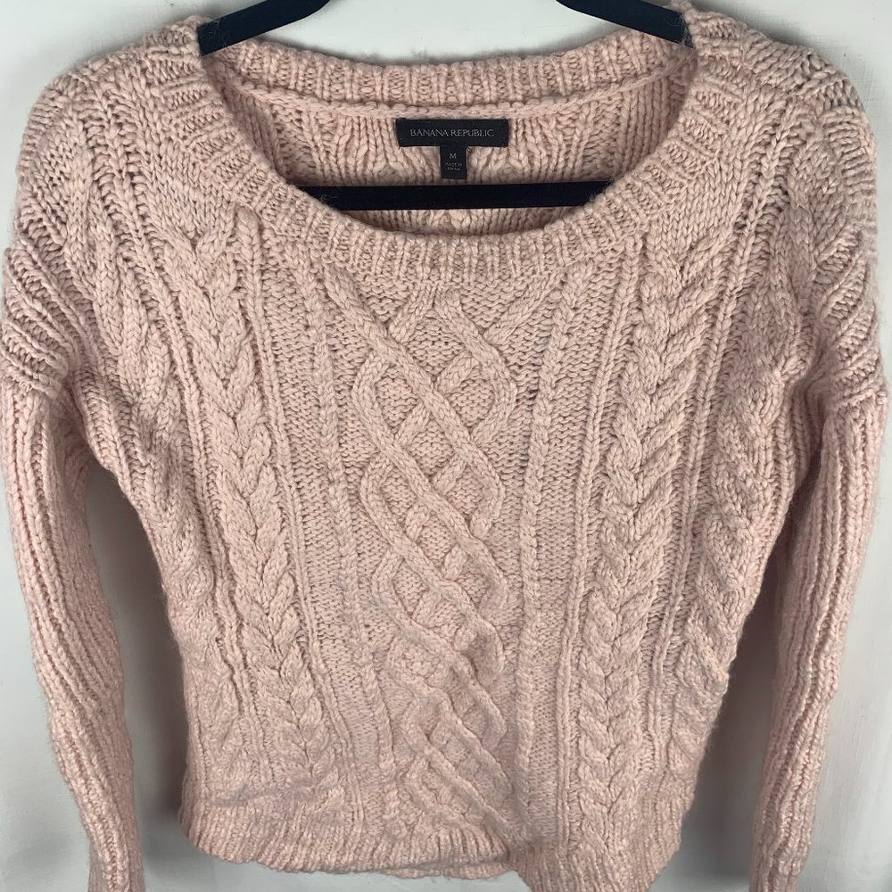 Banana Republic Wool Pink Chain Link Sweater Sz M